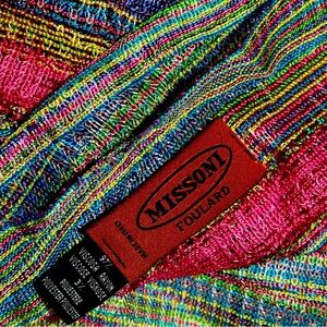 MISSONI Multi Color Metallic Scarf Stole Wrap Pink Blue Green Yellow Purple